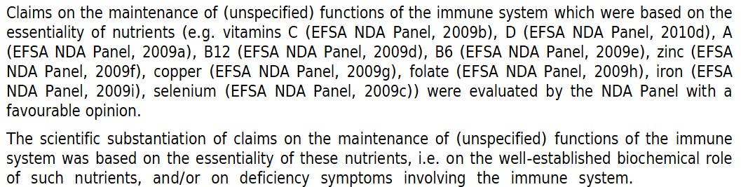 EFSA zu Immun-Vitaminen